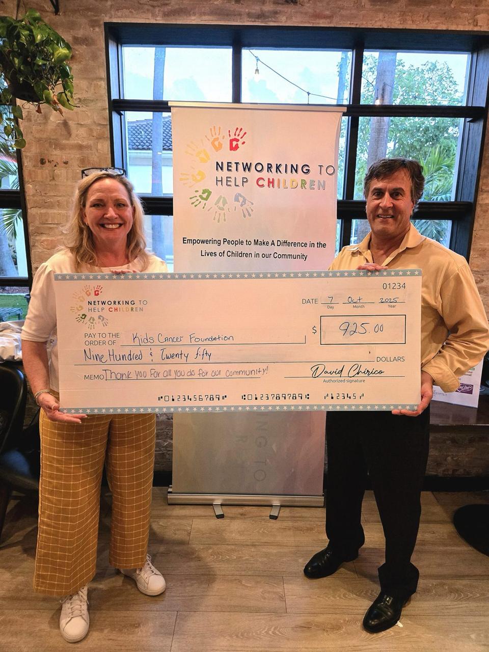 Check presentation to a nonprofit at a September 2026 NTHC event