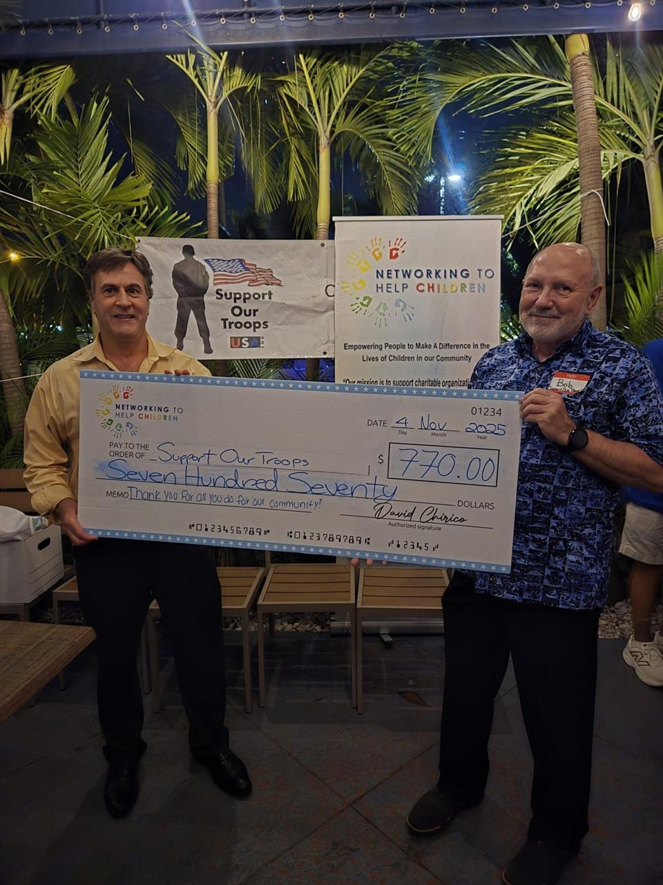 Support Our Troops USA receiving a check at the November 2025 event